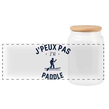 J peux pas j ai paddle - Boîte à biscuits avec couvercle en bois - blanc - Devant