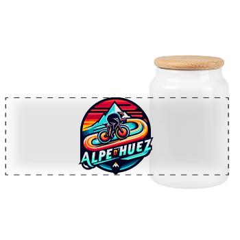 Alpe d'Huez für Radsportbegeisterte - Panorama Keksdose mit Holzdeckel - Weiß - Vorne
