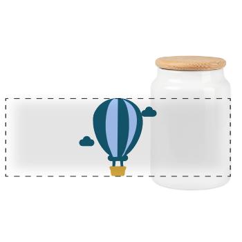 Balloon - Panoramic Cookie Jar with Wooden Lid - white - Front