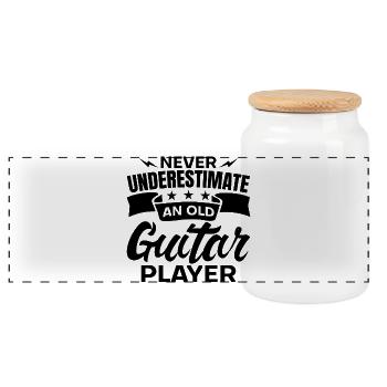 Vieux guitariste - Boîte à biscuits avec couvercle en bois - blanc - Devant
