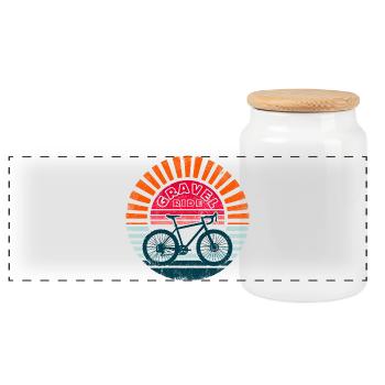 Vintage Gravel RIDE - Panoramic Cookie Jar with Wooden Lid - white - Front