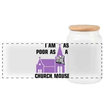 I am as poor as a church mouse - Panorama Keksdose mit Holzdeckel - Weiß - Vorne
