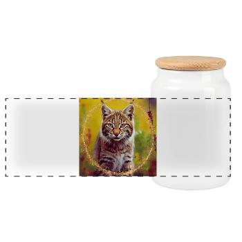 Magic Wildlife - Panoramic Cookie Jar with Wooden Lid - white - Front