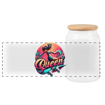 Illustration de la reine du patin royal - Boîte à biscuits avec couvercle en bois - blanc - Devant