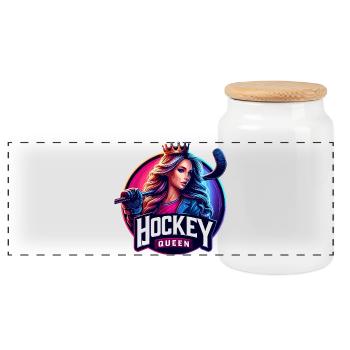Reine du hockey - Boîte à biscuits avec couvercle en bois - blanc - Devant
