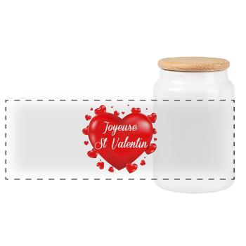 Coeur st valentin - Boîte à biscuits avec couvercle en bois - blanc - Devant