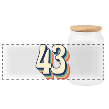 Vintage rétro T Shirt numéro 43 quarante-trois - Boîte à biscuits avec couvercle en bois - blanc - Devant