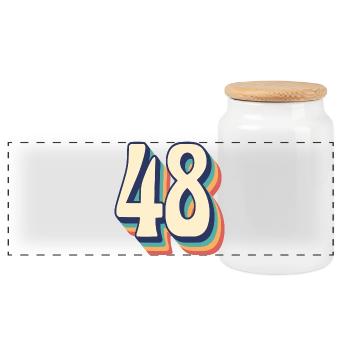 Vintage rétro T Shirt numéro 48 quarante-huit - Boîte à biscuits avec couvercle en bois - blanc - Devant