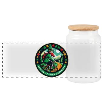 Irisches St. Patrick's Day Radsport-Abzeichen - Panorama Keksdose mit Holzdeckel - Weiß - Vorne