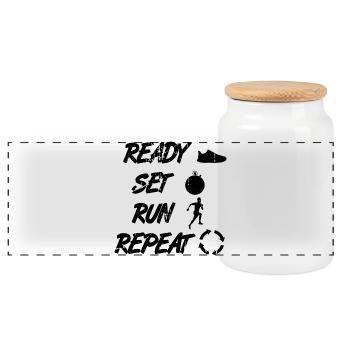 Funny Runner Routine - Panoramic Cookie Jar with Wooden Lid - white - Front