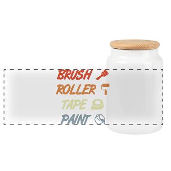 Brush Roller Tape Paint - Panoramic Cookie Jar with Wooden Lid - white - Front