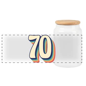 Vintage Retro T-Shirt Nummer 70 Seventy - Panorama Keksdose mit Holzdeckel - Weiß - Vorne