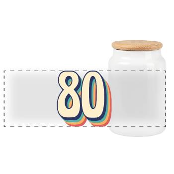 Vintage Retro T-Shirt Number 80 Eighty - Panoramic Cookie Jar with Wooden Lid - white - Front