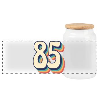 Vintage Retro T-Shirt Number 85 Eighty Five - Panoramic Cookie Jar with Wooden Lid - white - Front