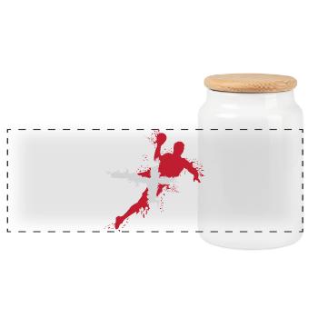 Handball Team Denmark Symbol Logo icon - Panoramic Cookie Jar with Wooden Lid - white - Front
