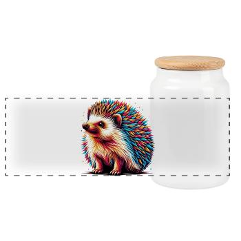 Hérisson - Boîte à biscuits avec couvercle en bois - blanc - Devant