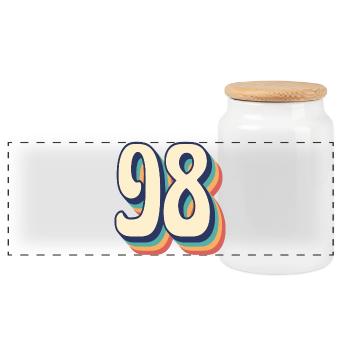 Vintage Retro T-Shirt Nummer 98, Achtundneunzig - Panorama Keksdose mit Holzdeckel - Weiß - Vorne