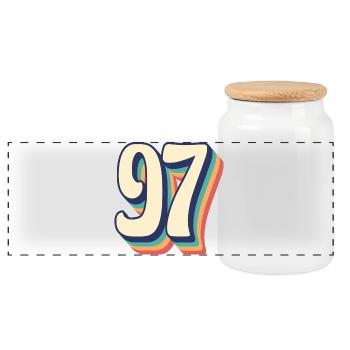 T-Shirt rétro Vintage numéro 97 quatre-vingt-dix-sept - Boîte à biscuits avec couvercle en bois - blanc - Devant