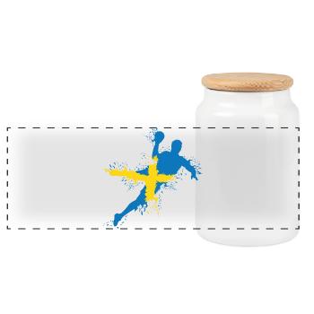 Handball Team Sweden Handball Player Symbol Explosion - Panoramic Cookie Jar with Wooden Lid - white - Front