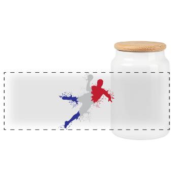 Drapeau de l’équipe de France de handball symbole d’éplosion - Boîte à biscuits avec couvercle en bois - blanc - Devant