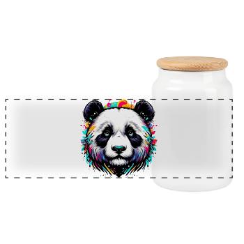 Panda - Panoramic Cookie Jar with Wooden Lid - white - Front