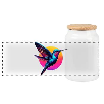 Hummingbird - Panoramic Cookie Jar with Wooden Lid - white - Front