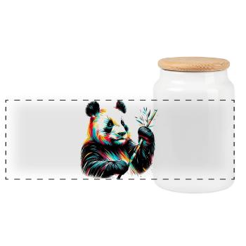 Panda - Panoramic Cookie Jar with Wooden Lid - white - Front
