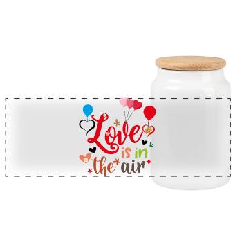 Il y a de l’amour dans l’air - Boîte à biscuits avec couvercle en bois - blanc - Devant