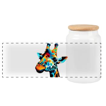 Girafe Pop Art - Boîte à biscuits avec couvercle en bois - blanc - Devant