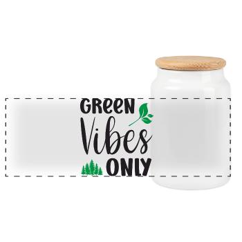Uniquement des vibrations vertes - Boîte à biscuits avec couvercle en bois - blanc - Devant
