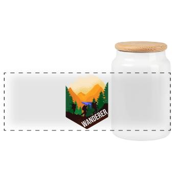Wanderer - Panorama Keksdose mit Holzdeckel - Weiß - Vorne