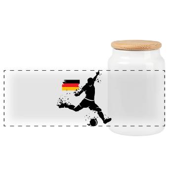 Soccer Germany Player Symbol Explosion Euro - Panoramic Cookie Jar with Wooden Lid - white - Front