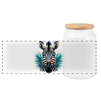 Zebra - Panorama Keksdose mit Holzdeckel - Weiß - Vorne