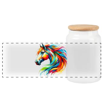 Cheval - Boîte à biscuits avec couvercle en bois - blanc - Devant