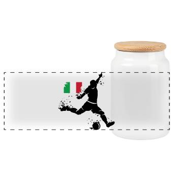 Football Team Italy Fan Player Blast - Panoramic Cookie Jar with Wooden Lid - white - Front