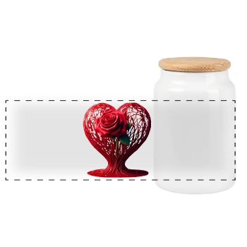 Coeur de rose (03) - Boîte à biscuits avec couvercle en bois - blanc - Devant