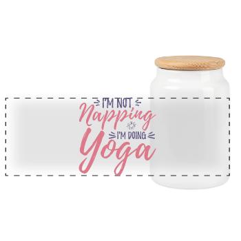 Je fais du yoga - Boîte à biscuits avec couvercle en bois - blanc - Devant