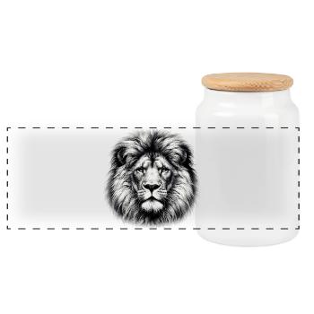Lion - Boîte à biscuits avec couvercle en bois - blanc - Devant