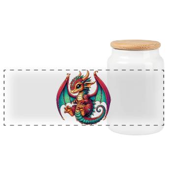 Dragon - Boîte à biscuits avec couvercle en bois - blanc - Devant