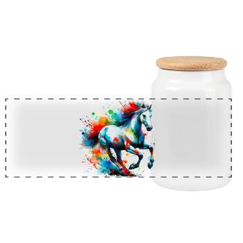 Cheval - Boîte à biscuits avec couvercle en bois - blanc - Devant