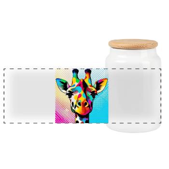 Girafe Pop Art - Boîte à biscuits avec couvercle en bois - blanc - Devant