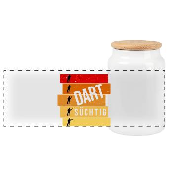 Dart süchtig - Panorama Keksdose mit Holzdeckel - Weiß - Vorne