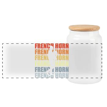 Retro Horn - Panorama Keksdose mit Holzdeckel - Weiß - Vorne