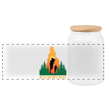 Running - Panorama Keksdose mit Holzdeckel - Weiß - Vorne