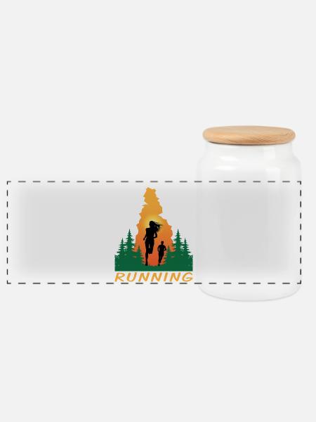 Running - Panorama Keksdose mit Holzdeckel - Weiß