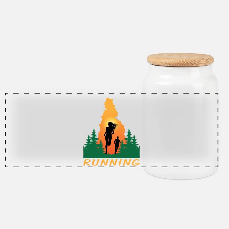 Running - Panorama Keksdose mit Holzdeckel - Weiß