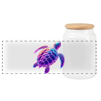 Turtle - Panoramic Cookie Jar with Wooden Lid - white - Front
