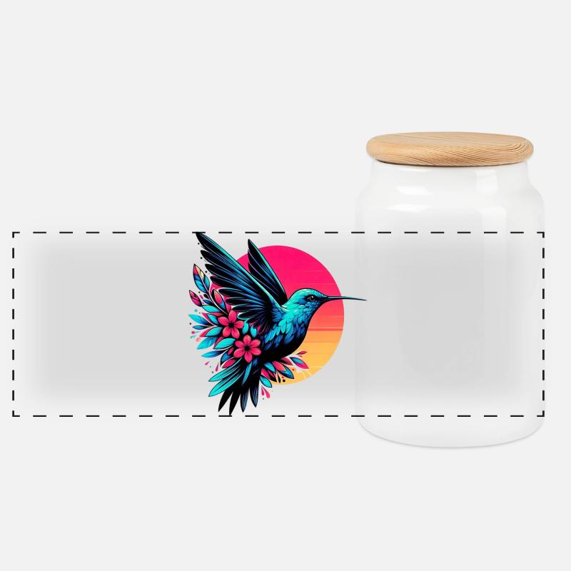 Kolibri - Panorama Keksdose mit Holzdeckel - Weiß