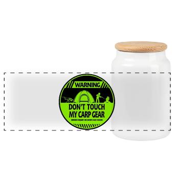 Carp warning - Panoramic Cookie Jar with Wooden Lid - white - Front