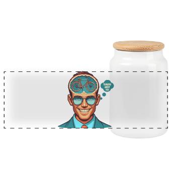 Illustration de penseur de vélo conscient - Boîte à biscuits avec couvercle en bois - blanc - Devant